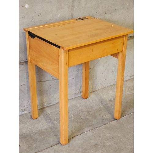 669 - Pine School Desk H78cm W60cm D47cm