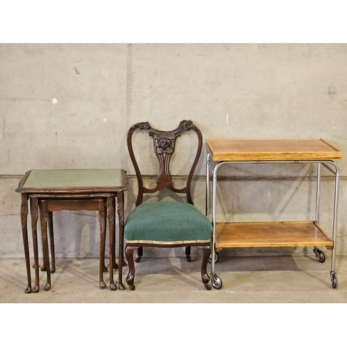 670 - Mahogany Nest Of 3 Tables, Mahogany Nurse Chair, Tea Trolley