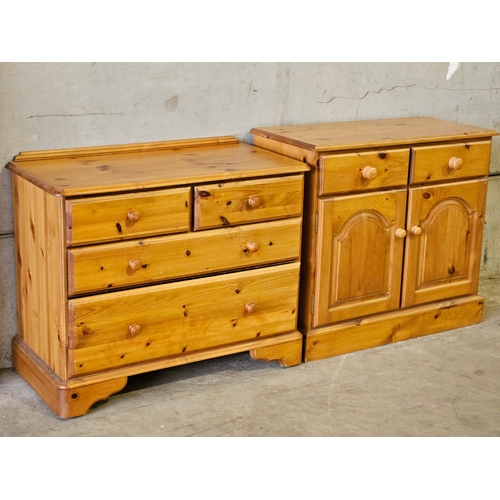 676 - Pine Cupboard & Pine Chest Of Drawers