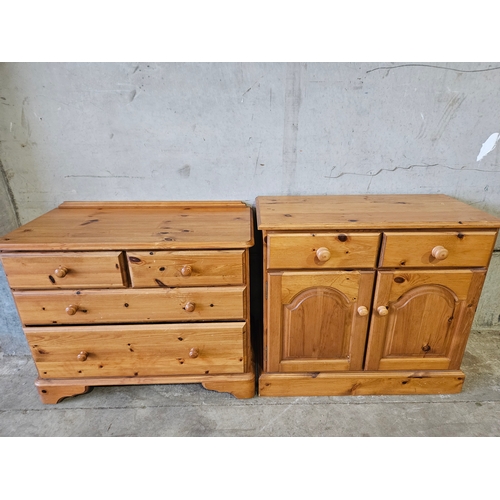 676 - Pine Cupboard & Pine Chest Of Drawers