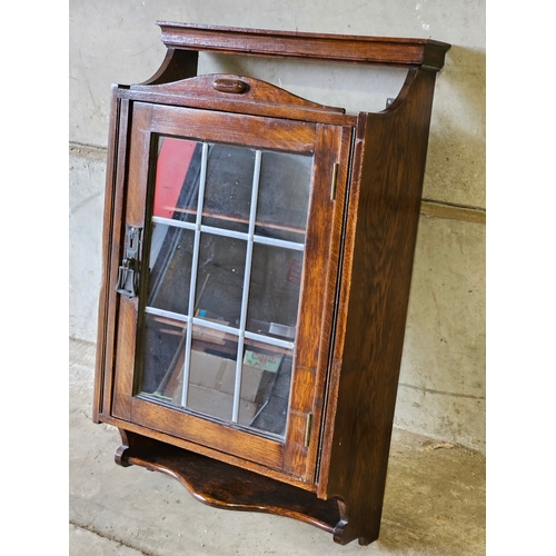 678 - Oak Glazed Wall Cabinet H80cm W49cm