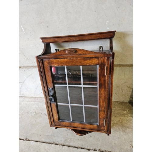 678 - Oak Glazed Wall Cabinet H80cm W49cm