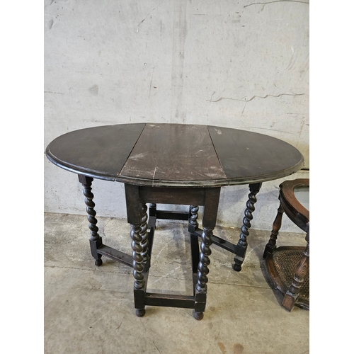 682 - Oak Oval Gateleg Table & Oak Glass Top Coffee Table