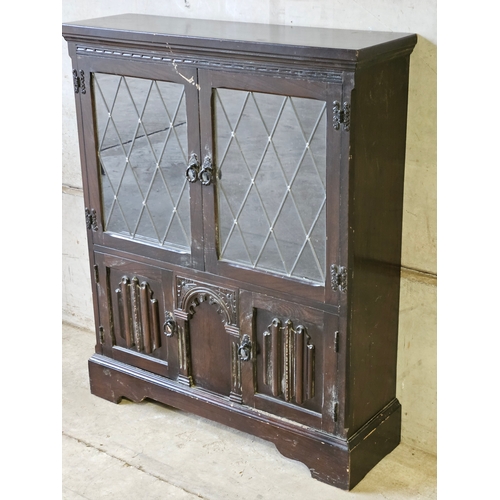 688 - Oak Leaded China Cabinet