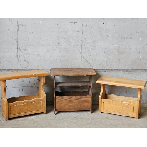 693 - 3 Oak Magazine Racks/Tables