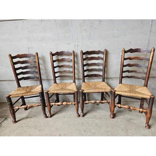 697 - Oak Draw Leaf Dining Table H75cm W138cm D84cm & 4 Rush Seated Dining Chairs