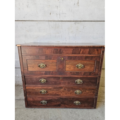 699 - Georgian Secretaire Chest Of Drawers H110cm W126cm D57cm (No Base)