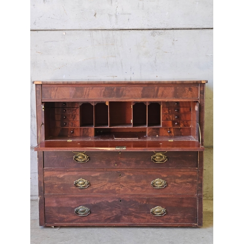 699 - Georgian Secretaire Chest Of Drawers H110cm W126cm D57cm (No Base)