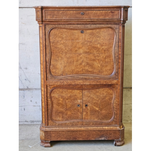 700 - Victorian Walnut Escritoire Desk Secretaire H140cm W100cm D43cm (Slight Damage) No Keys