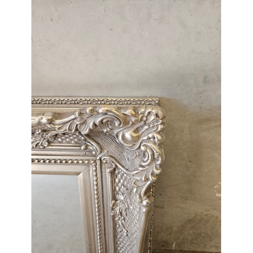 701 - Large Ornate Silver Wall Mirror 130cm x 104cm