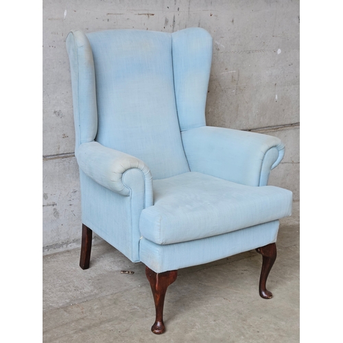 707 - Blue Wingback Parker Knoll Style Armchair