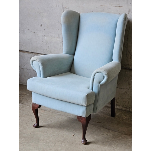 707 - Blue Wingback Parker Knoll Style Armchair