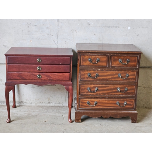 719 - Reproduction Mahogany Chest Of Drawers, Mahogany 3 Drawer Cutlery Table & 28 Pieces Of Cutlery