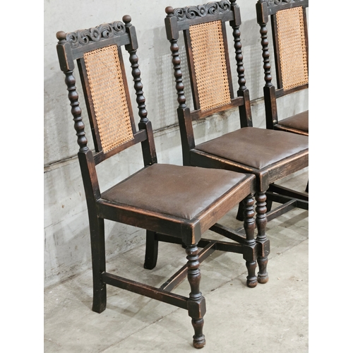 735 - 4 Oak & Leather Dining Chairs