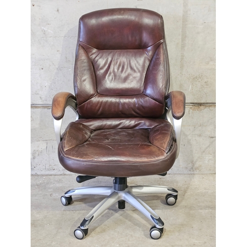 737 - Brown Leather Office Chair