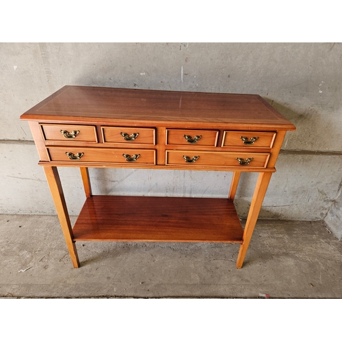 739 - Reproduction Mahogany Inlaid Console Side Table H75cm W81cm D34cm