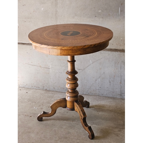 741 - Walnut Inlay Centre Table H73cm W60cm