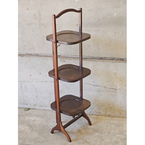 744 - Mahogany 3 Tier Cakestand H87cm