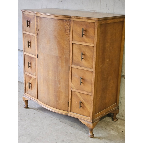 763 - Light Oak Chest Of Drawers/Cupboard H110cm W96cm D55cm