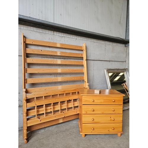 765 - Pine Double Bed & Pine Chest Of Drawers