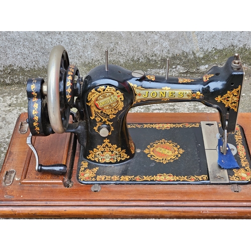 781 - Antique Jones Sewing Machine In Case