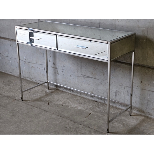 795 - Mirrored Chrome Dressing Table H79cm W108cm D42cm