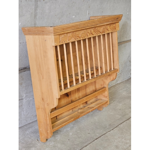 796 - Pine Wall Plate Rack H83cm W75cm D29cm