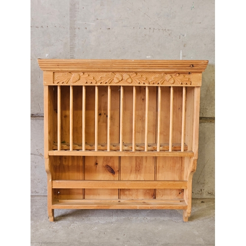 796 - Pine Wall Plate Rack H83cm W75cm D29cm