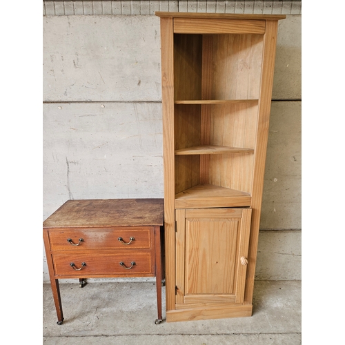 812 - Pine Corner Cabinet & Mahogany Inlaid Chest Of Drawers