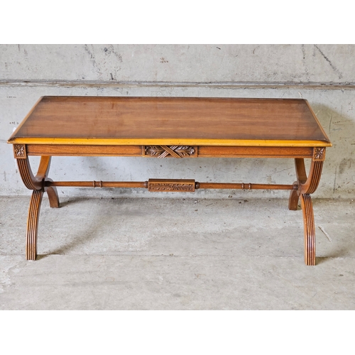 818 - Reproduction Mahogany Coffee Table H45cm W100cm D50cm