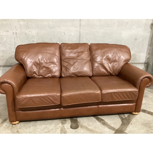 825 - 3 Piece Tan Leather Suite