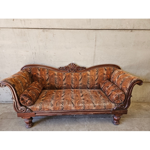 830 - Mahogany Chaise Lounge H86cm W192cm