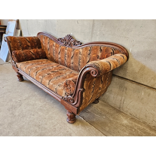 830 - Mahogany Chaise Lounge H86cm W192cm