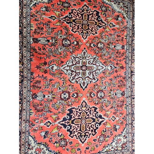 832 - Red Patterned Wool Rug L180cm x W128cm