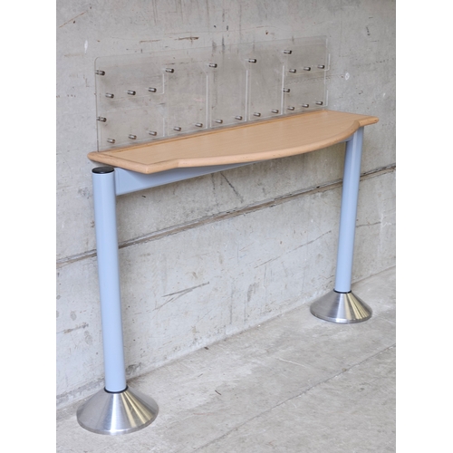 848 - Reproduction Wood Chrome Metal Display Table H106cm W127cm H38cm (VAT WILL BE CHARGED ON THIS ITEM)