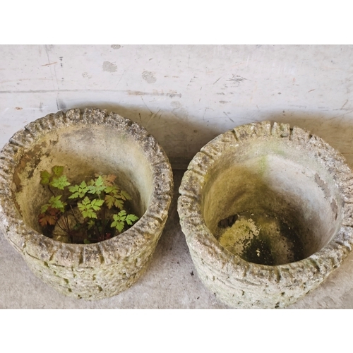 886 - A Pair Of Round Brick Style Planters H25cm W30cm