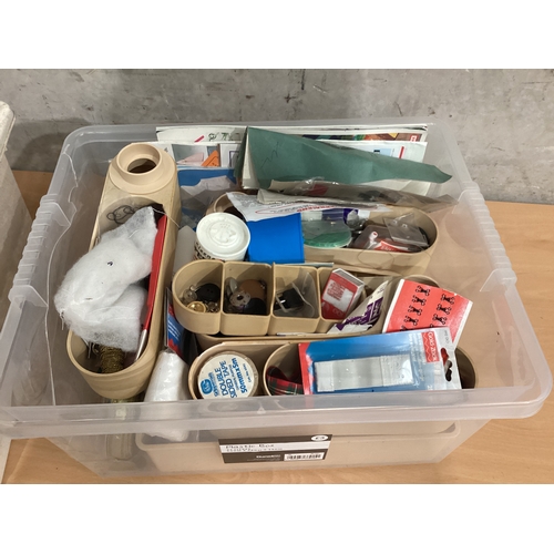 912 - 2 Boxes Of Sewing Threads, Tools, Carpet Beater Etc