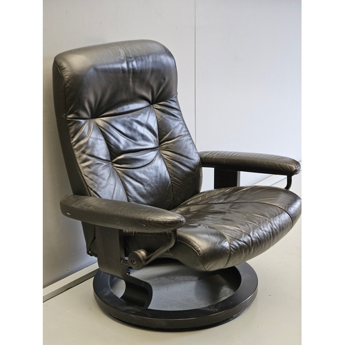 1128 - Ekornes Stressless Black Leather Armchair