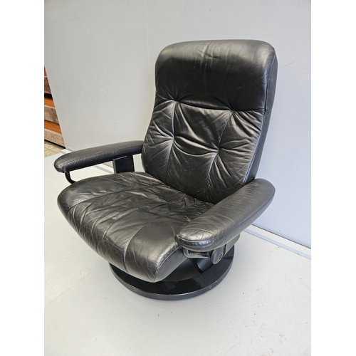 1128 - Ekornes Stressless Black Leather Armchair