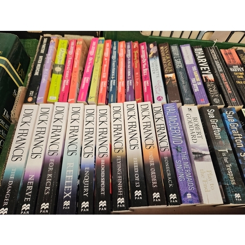 7 - Box Including Assorted Paperbacks - Dick Francis, Mrs Jeffries Etc