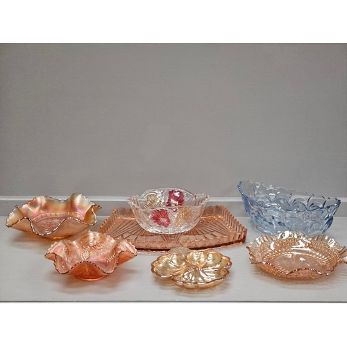 83 - Assorted Coloured Glass Vases, Plates Etc