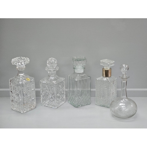 98 - Box Including 6 Cut Glass Decanters Etc