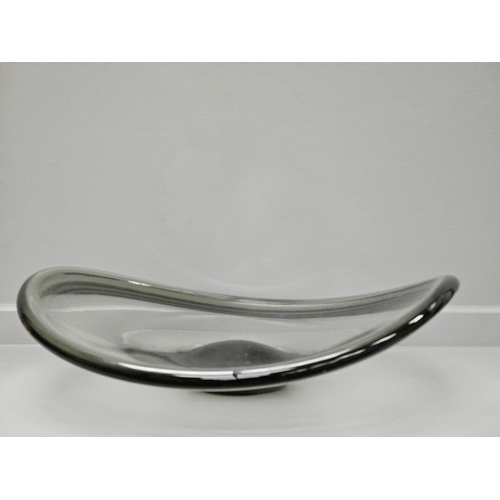 113 - Large Smoked Glass Bowl W39cm