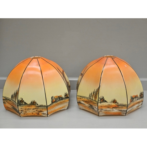 117 - A Pair Of Art Deco Style Painted Light Shades