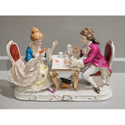 136 - Continental Porcelain Group Figurine 'Card Players'