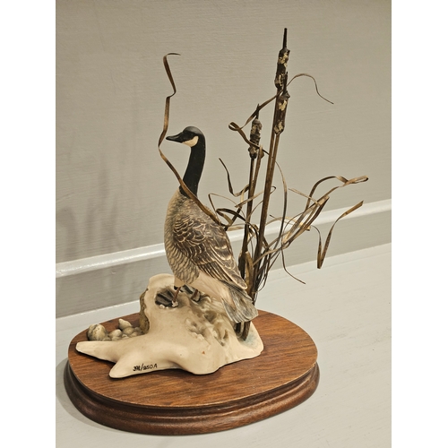 158 - Border Fine Arts 'Canada Goose' By  F Divita Limited Edition 398/850A On Wood Base