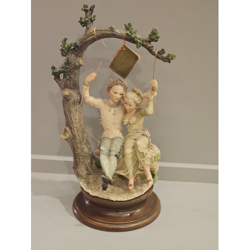 160 - A Capodimonte Style Figure 'Boy & A Girl On Swing' H46cm