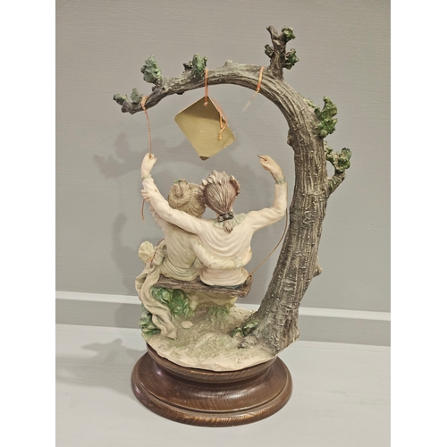 160 - A Capodimonte Style Figure 'Boy & A Girl On Swing' H46cm