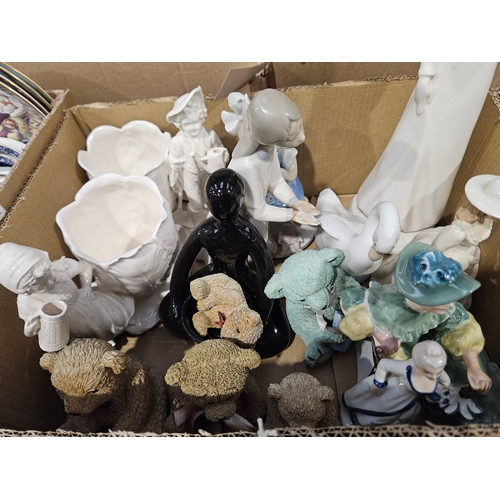 174 - Box Including Assorted Lladro & Other Figurines Etc