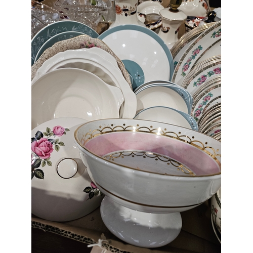 175 - Box Including Lustre Fruit Bowl, Assorted Dinnerware Etc